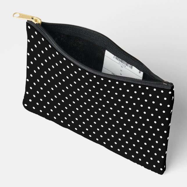 Pochette À Accessoires Simple classique Polka Pot Noir et Blanc (Ouvrir)