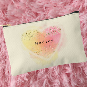 Pochette À Accessoires Simple, moderne, coloré, Coeur rose