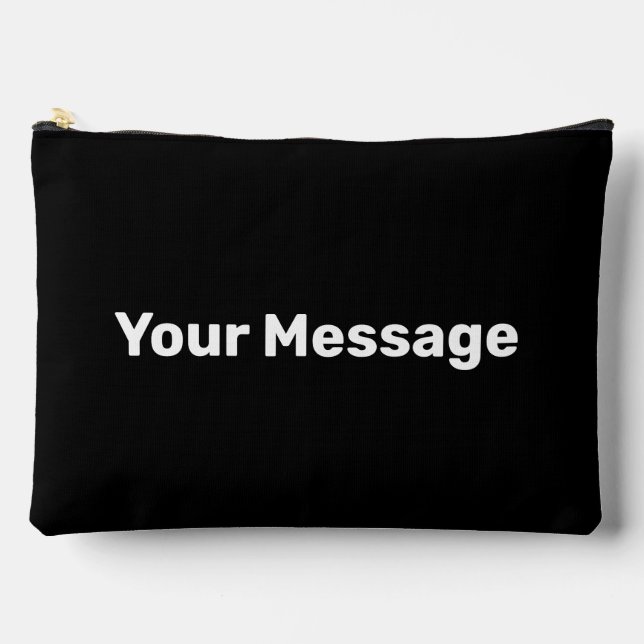Pochette À Accessoires Simple noir avec blanc Votre Modèle de message (Recto)