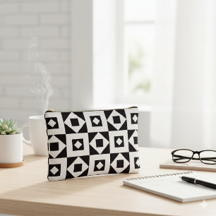 Pochette À Accessoires Simple Patch noir & blanc Impression coupée Coudre