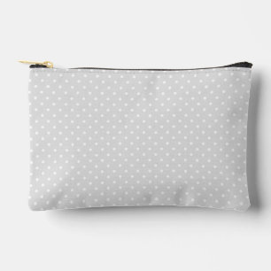 Pochette À Accessoires Simple Petit Point Blanc sur Gris Clair