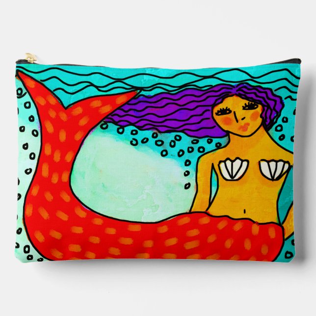 Pochette À Accessoires Sirène aux cheveux pourpres Art Abstrait (Recto)