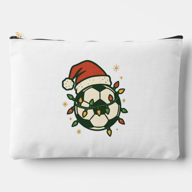 Pochette À Accessoires Soccer Ball Christmas Lights Santa Hat Funny  (Recto)