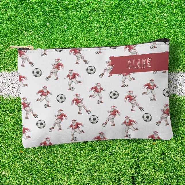 Pochette À Accessoires Soccer Santa Personalized Christmas (Créateur téléchargé)
