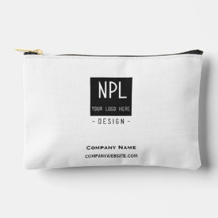 Pochette À Accessoires Société ou nom minimaliste, moderne noir et blanc