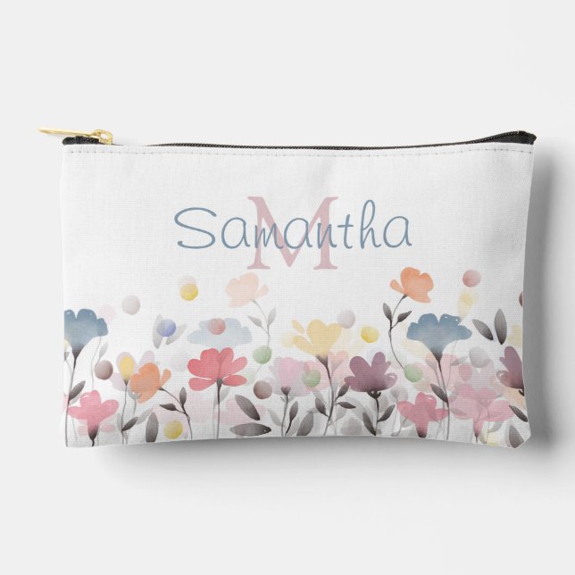 Pochette À Accessoires Soft Joli aquarelle Fleurs d'art personnalisé (Recto)