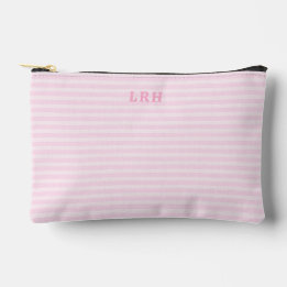 Pochette À Accessoires Soft Pink Stripe Vintage Tiny Initials Monogram