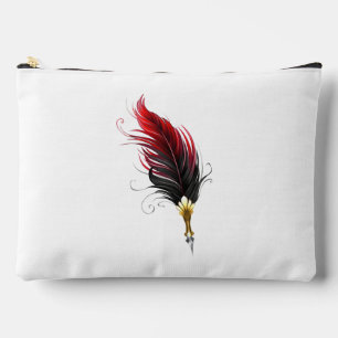 Pochette À Accessoires Stylo rouge en plumes avec nib or