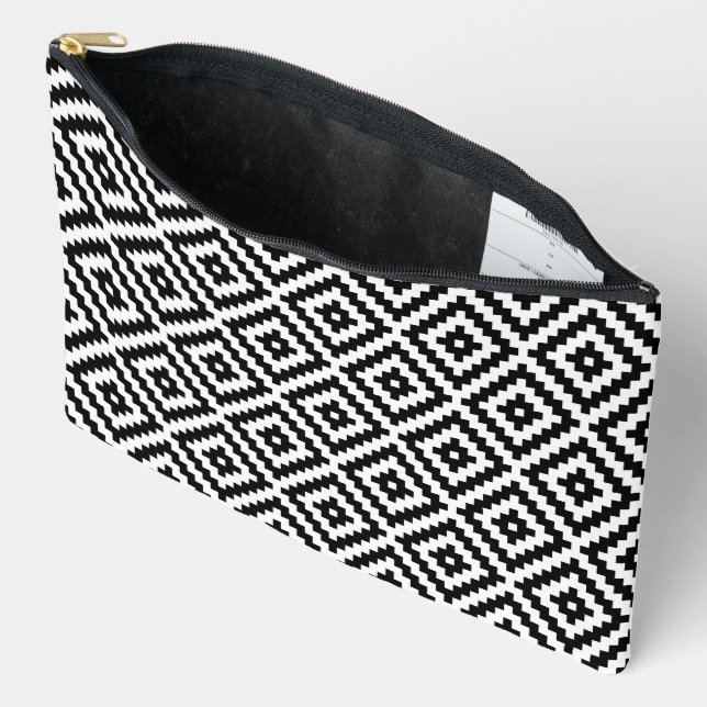 Pochette À Accessoires Symbole aztèque bloc grand Motif BW (Ouvrir)