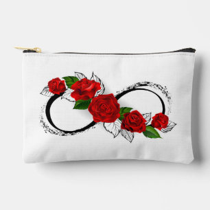 Pochette À Accessoires Symbole d'infini avec les roses rouges