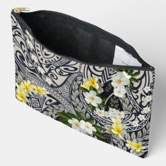 Pochette À Accessoires Tapa hawaïen traditionnel et plumeria Pouch