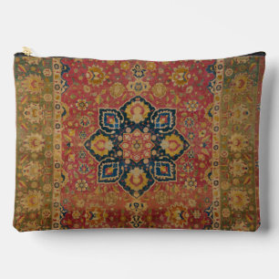 Pochette À Accessoires Tapis persan asiatique Kashan en or rouge