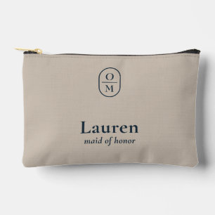Pochette À Accessoires Taupe clair Cadeau de demoiselle d'honneur Monog