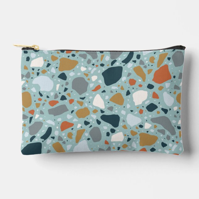 Pochette À Accessoires Terrazzo En Bleu (Recto)