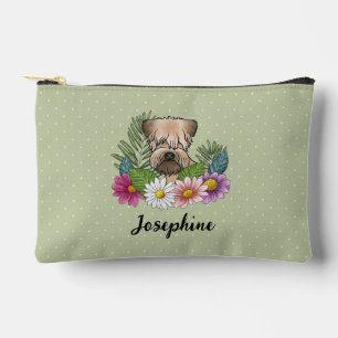 Pochette À Accessoires Terrier Wheaten à poil doux avec fleurs et nom