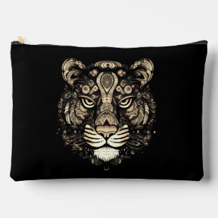 Pochette À Accessoires Tête de Tigre Doré 