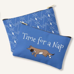 Pochette À Accessoires Texte personnalisé Motif arrière bleu chien couché