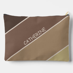 Pochette À Accessoires Tons de la Terre rayures et nom personnalisé