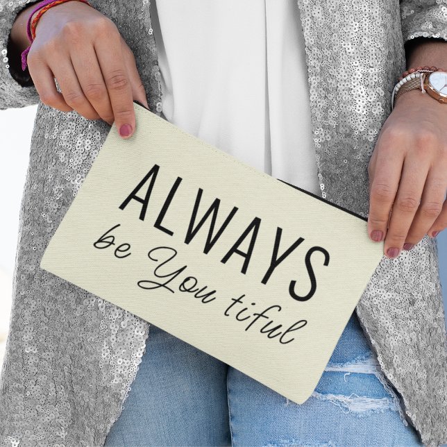 Pochette À Accessoires Toujours être vous mignon Citation l Neutre Noir S (Créateur téléchargé)