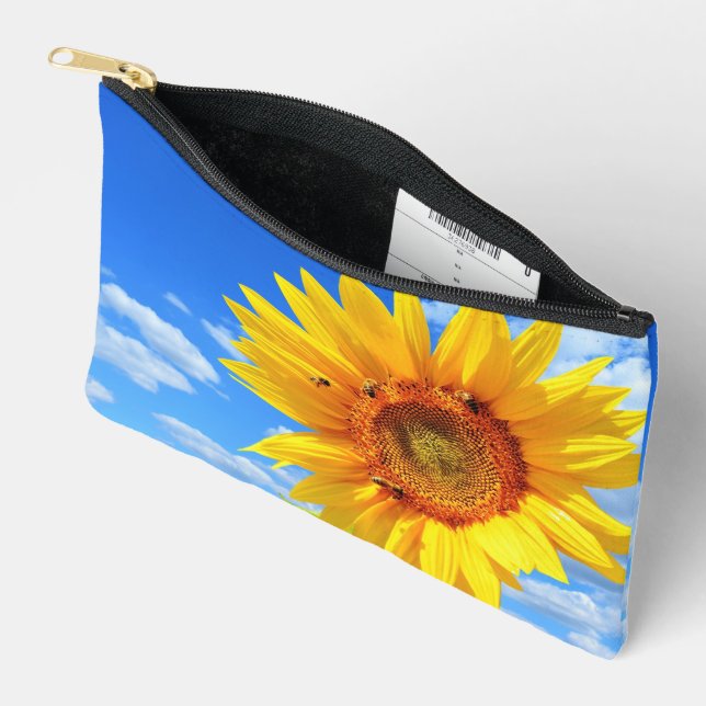 Pochette À Accessoires Tournesol et abeilles (Ouvrir)