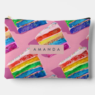 Pochette À Accessoires Tranche de gâteau arc-en-ciel coloré personnalisé
