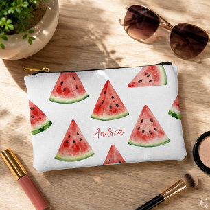 Pochette À Accessoires Tranche de pastèque personnalisée à l'aquarelle