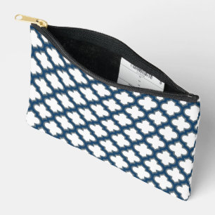 Pochette À Accessoires Trellis bleu blanc et marine, treillis, Quatrefoil