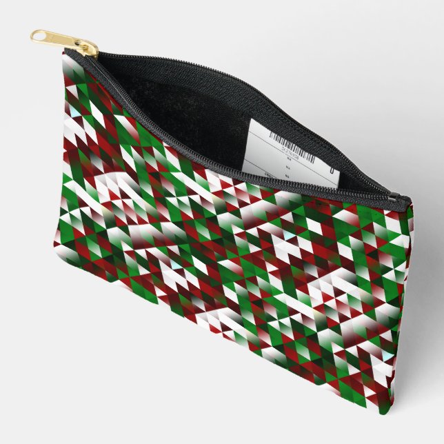 Pochette À Accessoires Triangles rouge et vert (Ouvrir)