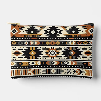 Pochette À Accessoires Tribal géométrique ton terrestre
