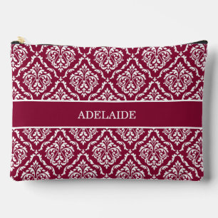 Pochette À Accessoires Tribu de mariée en rouge canneberge Damask
