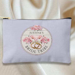 Pochette À Accessoires Tribu de mariée fleurs violettes personnalisées