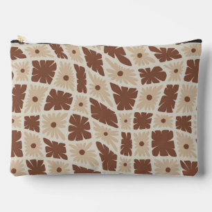 Pochette À Accessoires Trippy super 60s Flower Checks Neutral Brown