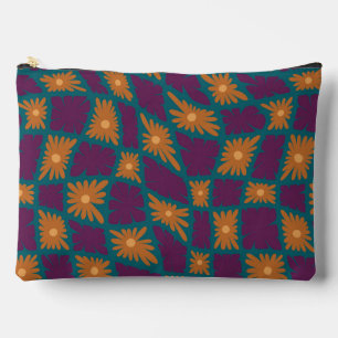 Pochette À Accessoires Trippy super 60s Flower Checks Orange Rose