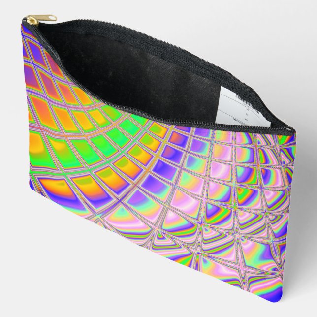 Pochette À Accessoires Trippy Super Vibrant Abstrait Digital Fractal Art (Ouvrir)