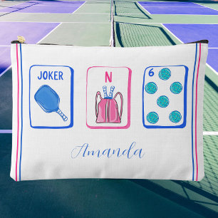 Pochette À Accessoires Tuiles de Mahjong de Pickleball Personnalisées / P