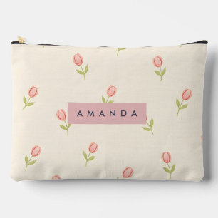 Pochette À Accessoires Tulipe rose pastel doux personnalisée