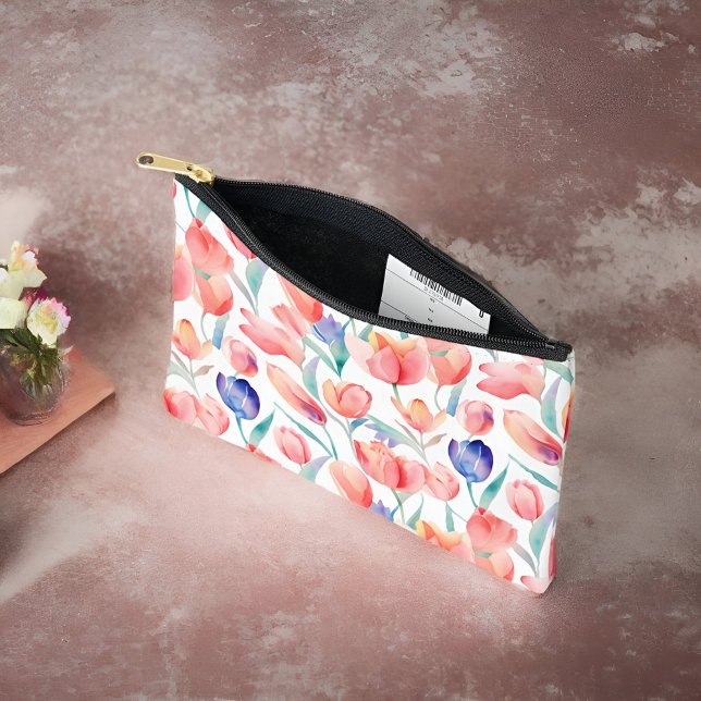 Pochette À Accessoires Tulipes d'aquarelle Motif petit (Carry everyday essentials in style with this tulip pouch. 🌷 #FloralChic)