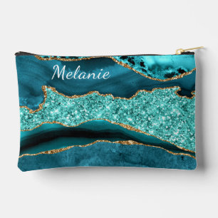 Pochette À Accessoires Turquoise Blue Gold Parties scintillant Sparkly Pe