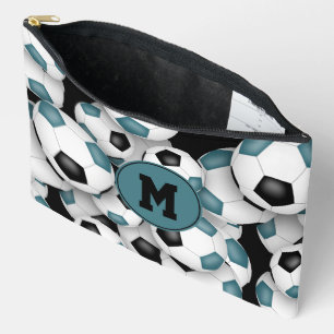 Pochette À Accessoires turquoise noir monogrammé balle de football motif