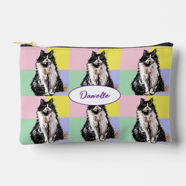 Pochette À Accessoires Tuxedo Cat Cute Pastel Colours Black Cats Girls (Recto)