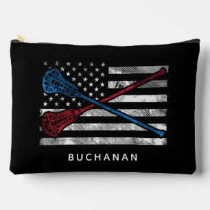Pochette À Accessoires USA Flag and Lacrosse Bats Custom
