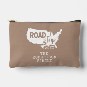 Pochette À Accessoires Vacances personnalisées   Family Road Trip USA Car