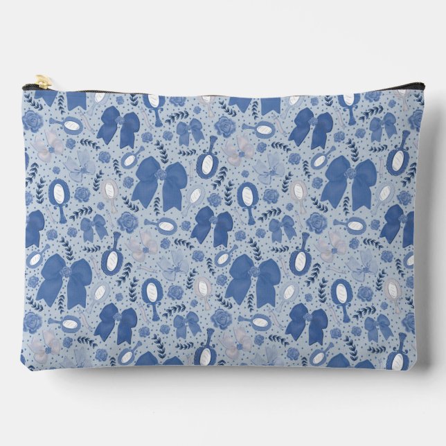 Pochette À Accessoires Vaches et Roses bleus romantiques (Recto)