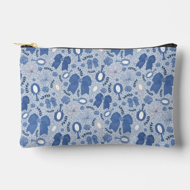 Pochette À Accessoires Vaches et Roses bleus romantiques (Recto)