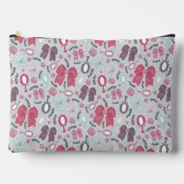 Pochette À Accessoires Vaches et Roses gris romantiques