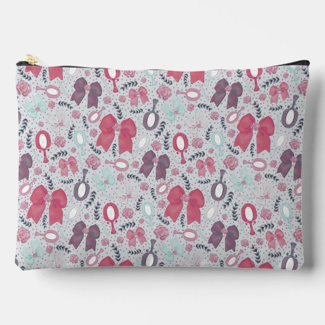 Pochette À Accessoires Vaches et Roses gris romantiques (Recto)