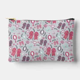 Pochette À Accessoires Vaches et Roses gris romantiques