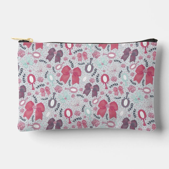Pochette À Accessoires Vaches et Roses gris romantiques (Recto)