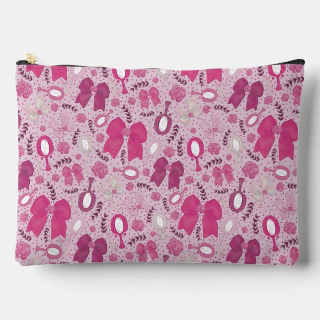 Pochette À Accessoires Vaches romantiques roses et Roses (Recto)