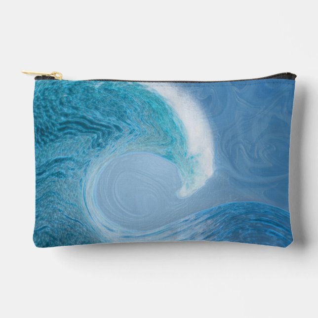 Pochette À Accessoires Vague Bleue Artistique (Recto)